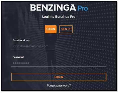 benzinga pro login